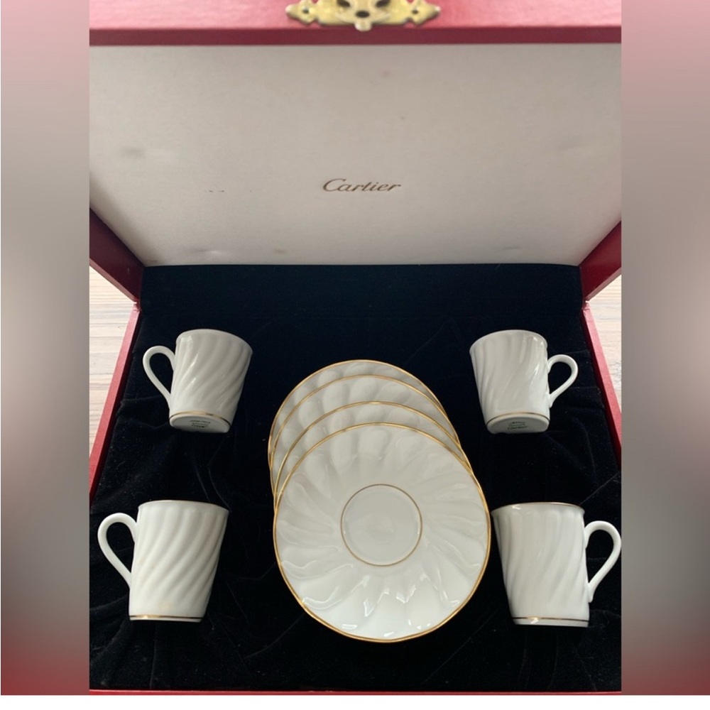 Cartier Gold and White Cup and Saucer Set